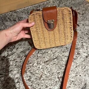 Brown Woven Crossbody Bag